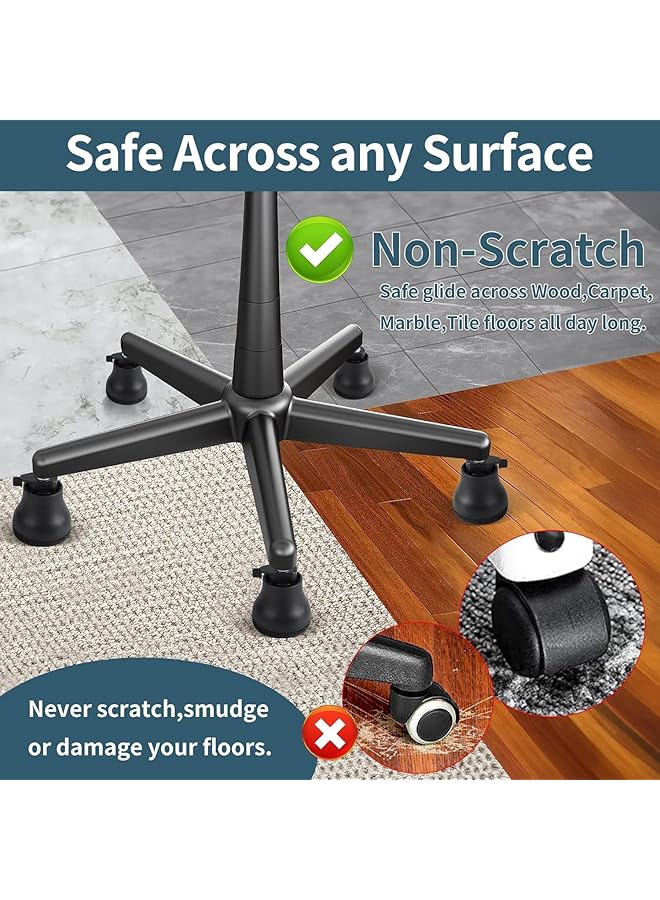 إيروريكس مجموعة من 5 عجلات دوارة قابلة للاستبدال لكرسي المكتب من Bell Glides مع عجلات ثابتة سهلة التبديل بين انزلاق العجلات وإيقاف العجلات مع إعداد التشغيل والإيقاف للأرضيات - Image 3