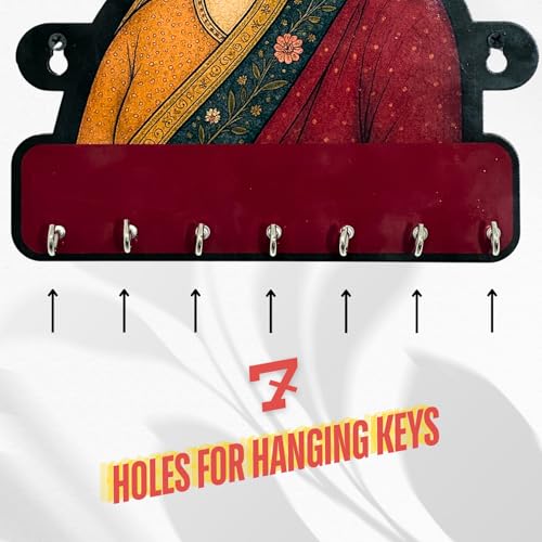 Maefele Royal Graceful Lady MDF Key Holder – Decorative Modern Wall Art for Home | Elegant Key Organizer for Bedroom, Living Room, Guest Room & Dining Area - Image 4