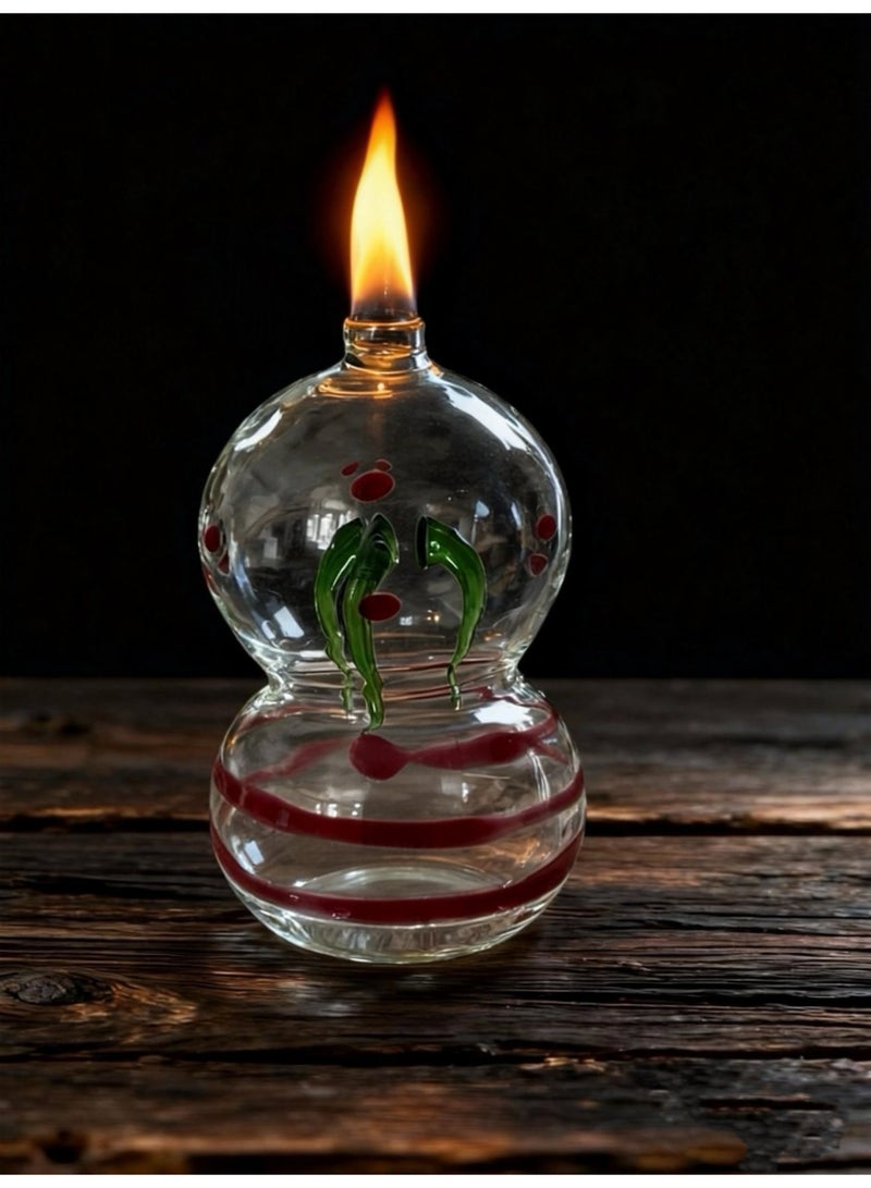 Premium Heat Resistant Glass Oil Lamp, Bottle Medical Grade for Long lasting Use  (Random Color)