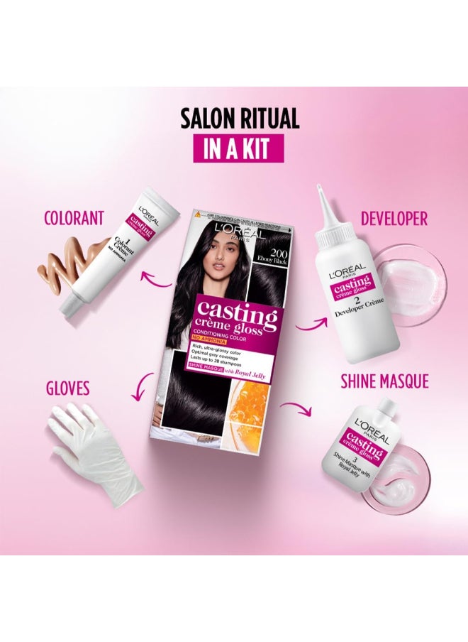 L'OREAL PARIS Casting Crème Gloss No Ammonia Hair Color For Shiny Hair 200 Deep Black Packaging May Vary  - Image 3