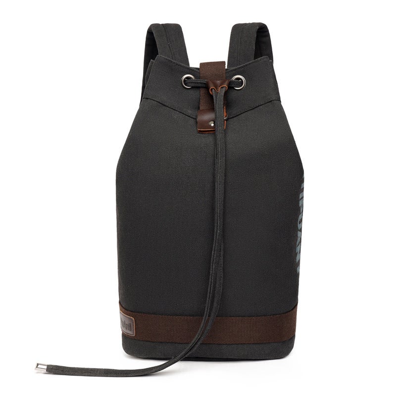 Bucket Drawstring Backpack Canvas Men'S Denim Large Capacity Luggage Outdoor Travel Mountaineering School Bag Drawstring Flap Pocket Pants Backpack - Image 1
