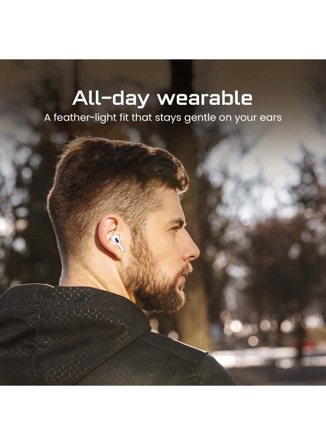 AcceOn True Wireless Earbuds with Bluetooth 6.0, Active Noise Cancellation, Smart Ear Detection & Wireless Charging Case – White - Image 3