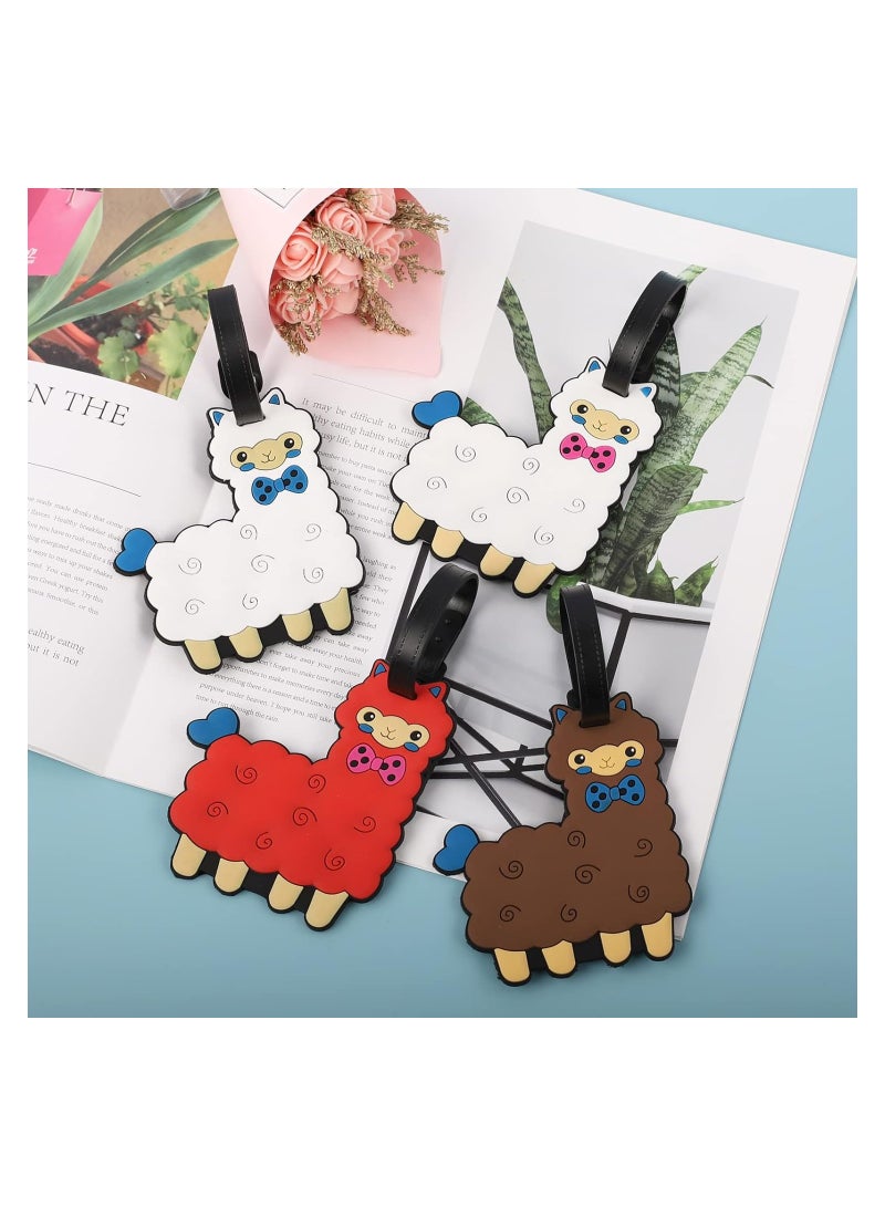 SOLARAE Luggage Tags for Suitcases, 4PCS Silicone Colorful & Funny Luggage Tag with Name ID Card, Funny Suitcase Label for Women Men, Waterproof ID Tag Multicolor Band Loop Identification Tag (Llama) - Image 2