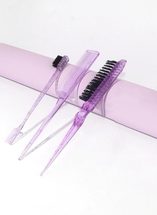 LINYUEARUI 6PCS Purple Edge Lift Brush Set - Hair Styling Tools for Women, Kids & Baby - Slick Back, Teasing Comb - Image 4