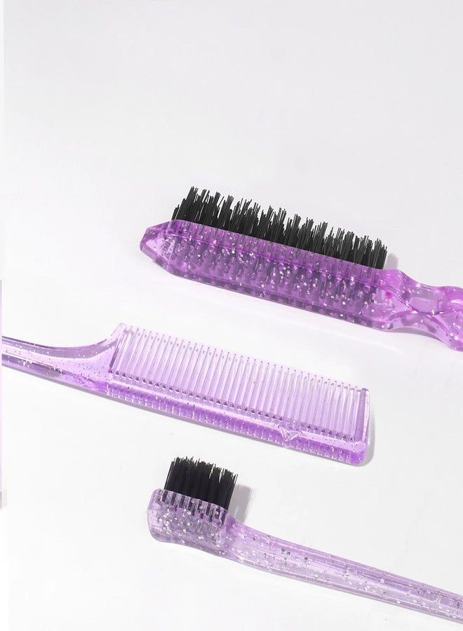 LINYUEARUI 6PCS Purple Edge Lift Brush Set - Hair Styling Tools for Women, Kids & Baby - Slick Back, Teasing Comb - Image 3