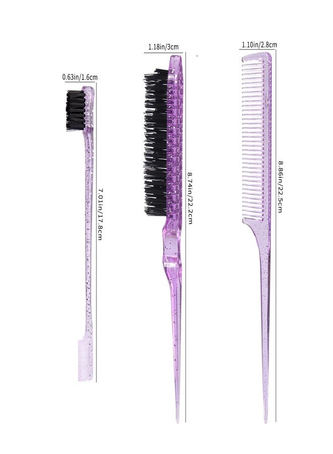 LINYUEARUI 6PCS Purple Edge Lift Brush Set - Hair Styling Tools for Women, Kids & Baby - Slick Back, Teasing Comb - Image 2
