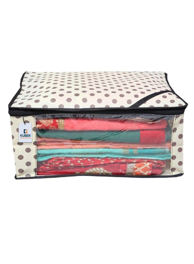 Kuber Industries Foldable Saree Covers With Zip|Polka Dots Wardrobe Organizer For Clothes|Transparent Window Keep 8 To 10 Saree|Suitable for Lehenga, Suit, Dress|Pack of 3 (Black & Beige) - Image 5