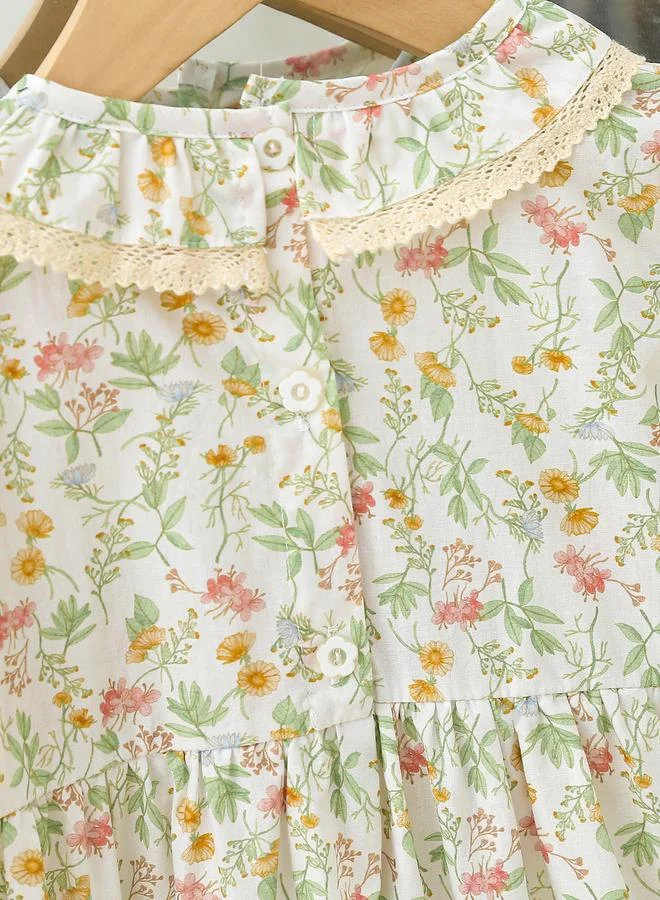 Take Two  Girls Floral Print Smocked A-Line Dress for Women | Best Price UAE