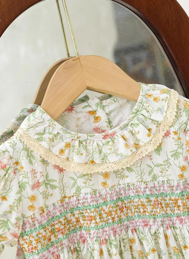 Take Two  Girls Floral Print Smocked A-Line Dress for Women | Best Price UAE