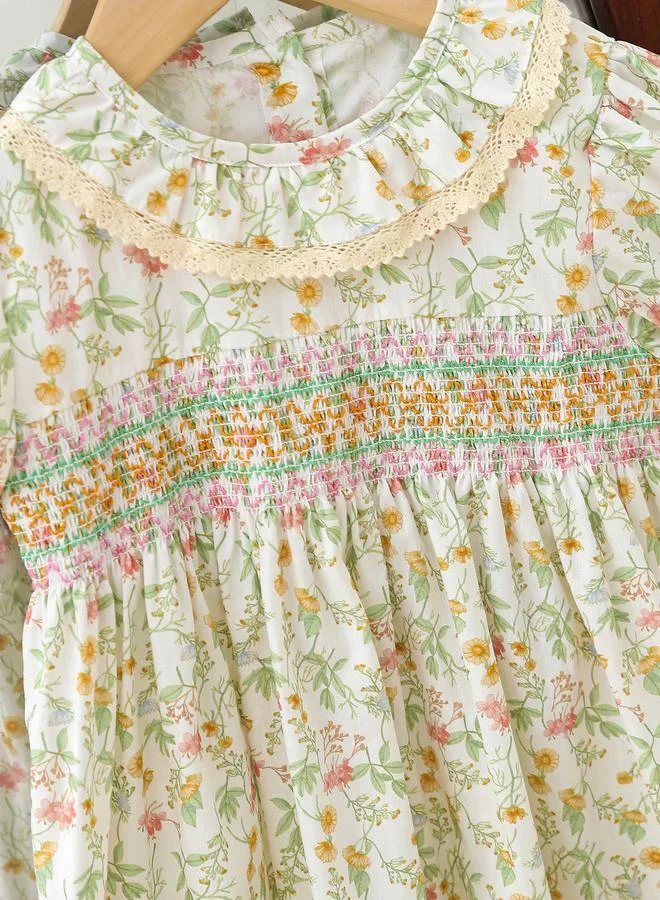 Take Two  Girls Floral Print Smocked A-Line Dress for Women | Best Price UAE