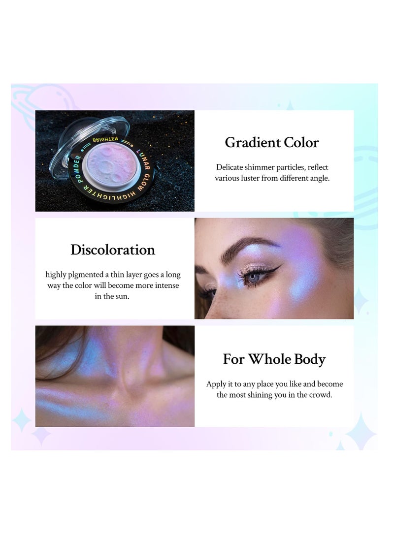 Excefore Face Highlighter Palette, Multichrome Glitter Highlighter Waterproof Long-Lasting Makeup, Brightens Face Complexion Contour, Inner Corner Eye Highlighter Illuminator, Silky Creamy Mineral Eyeshadow - Image 5
