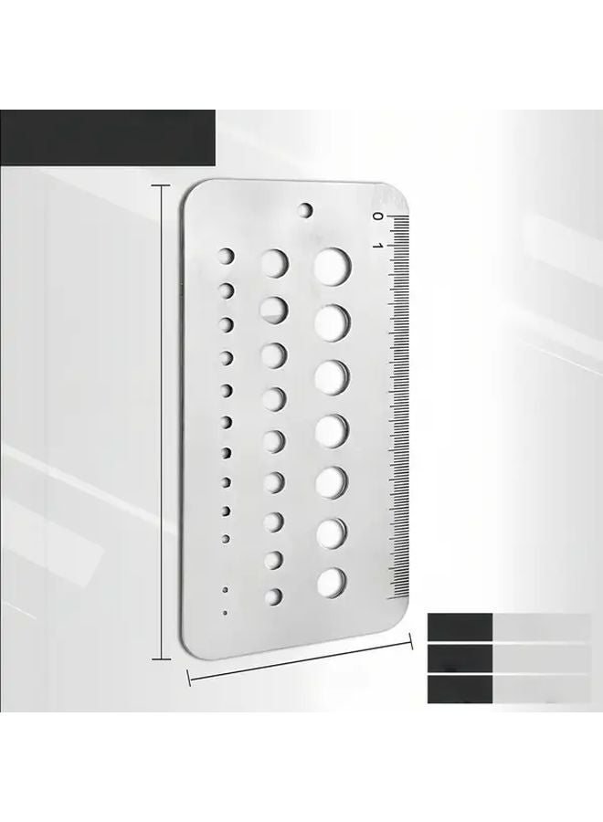 White Stainless Steel Drill Bit Gauge Dual Scale Metric Imperial Measurement Tool - Image 1