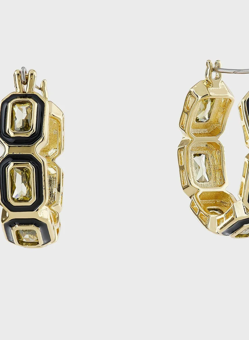 LUV AJ Bezel Emerald Hoop Earrings