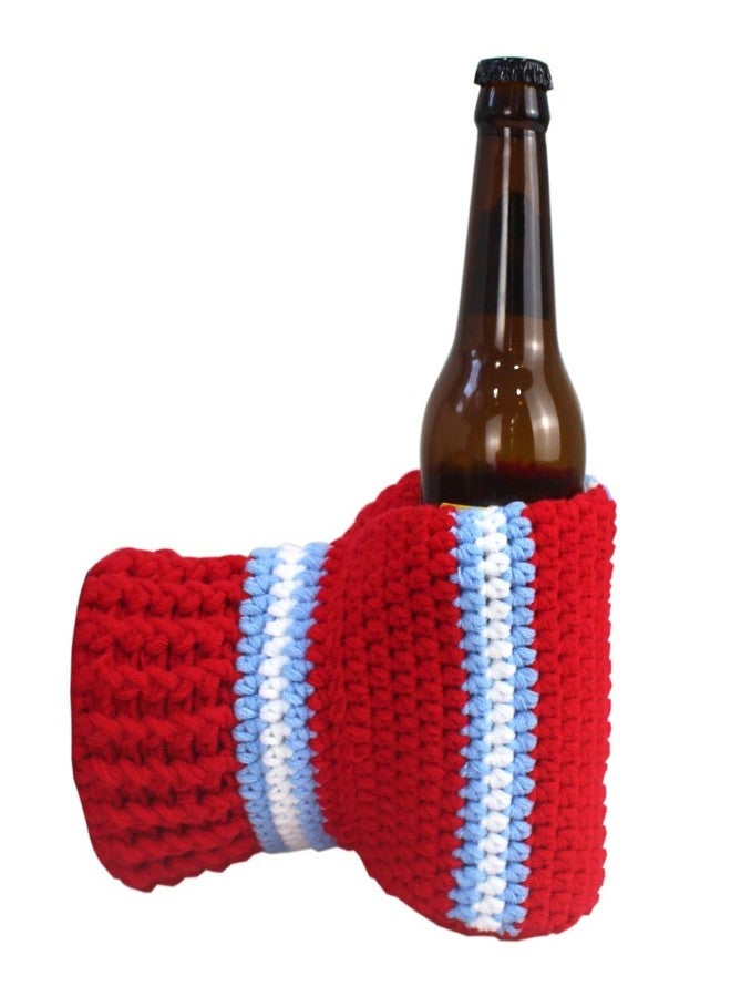FunisFun Beer Mitten Gloves, Knit Stitched Drink Mitt Holder for White Elephant Gag Gift Tailgating Idea - Image 1