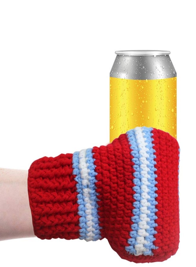 FunisFun Beer Mitten Gloves, Knit Stitched Drink Mitt Holder for White Elephant Gag Gift Tailgating Idea - Image 2