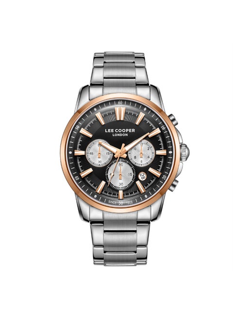 Lee Cooper Men's Watch, Multi Function Display and Metal Strap - LC08068.550, Silver