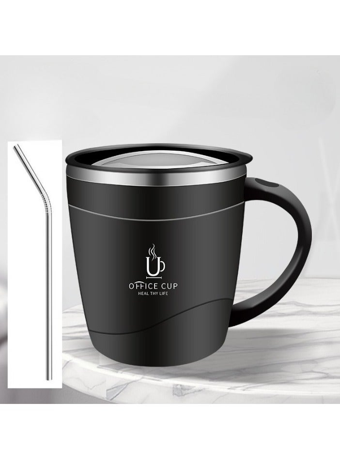 AROAQ Travel Coffee Cup, Hot and Cold High Capacity Travel Mug, Stainless Steel Reusable Leakproof Office Mug, Vacuum Insulated Double Wall Travel Tumbler for Hot Coffee, Black (with Stainless Steel Straw)  - Image 1