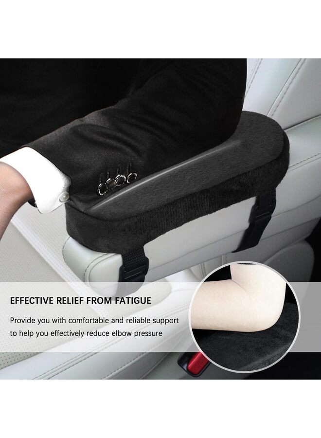 2 قطعة من أغطية مسند ذراع مقعد السيارة، واقيات مسند ذراع السيارة المضادة للخدش، وسادة مسند ذراع السيارة المتينة والمريحة، ملحقات السيارة الداخلية العالمية للسيارات وسيارات الدفع الرباعي والشاحنات (أسود) - Image 3