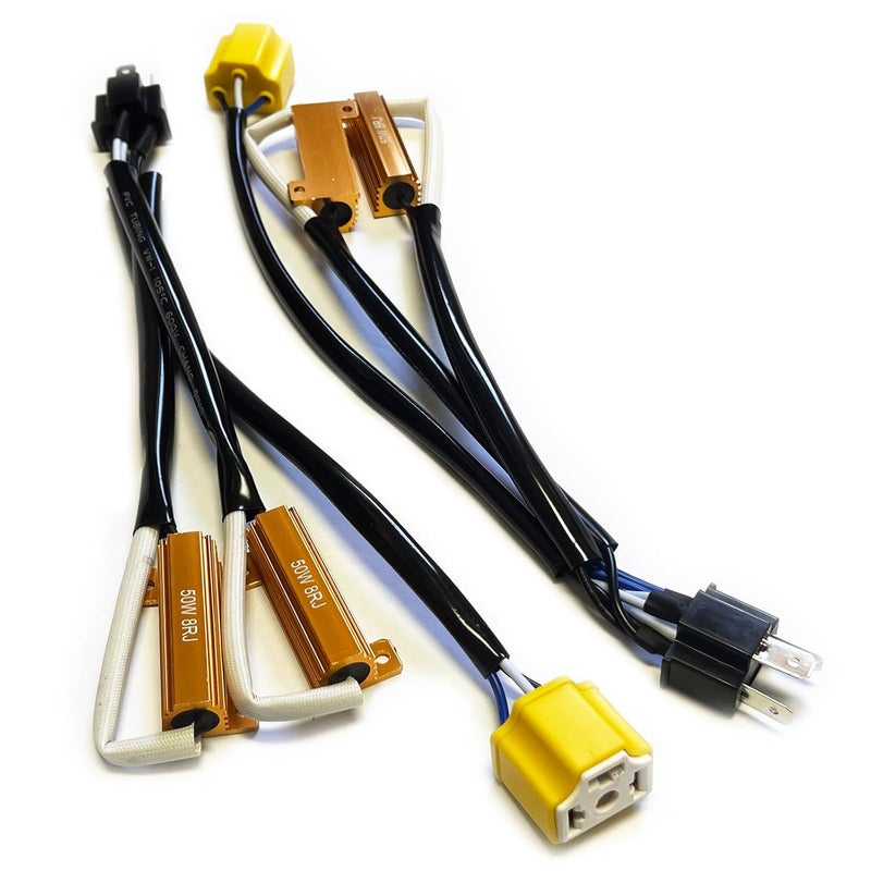 Onex H4 9003 LED Load Resistor Kit 50W 8ohm Headlight Bulb Relay Harness Adapter Anti Flicker Error Decoder Warning Canceller - Image 1