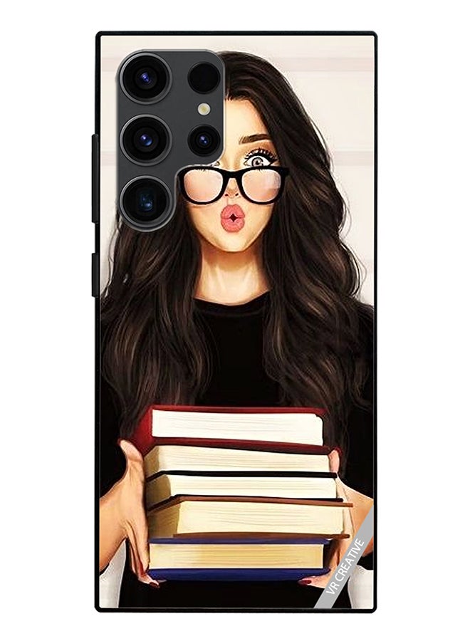 VR CREATIVE Protective Case Cover For Samsung Galaxy S24 Ultra Girl With Books Shocked Design Multicolour - Image 1