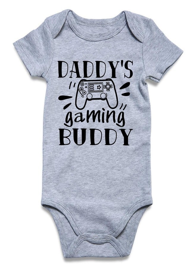 Kimoda Daddys Infant Unisex Baby Bodysuit Cute Letter Short Sleeve One Piece Romper Funny Letter Print Daddy'S Gaming Buddy - Image 1