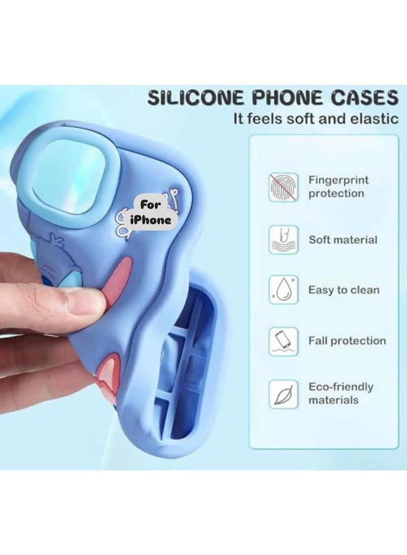 STITCH Stylish 3D Cartoon Case Compatible for iPhone 11, All-Round Protection, Anti-Slip, Scratch-Resistant, and Fun Aesthetic Cover (Blue Stitch)  - Image 4