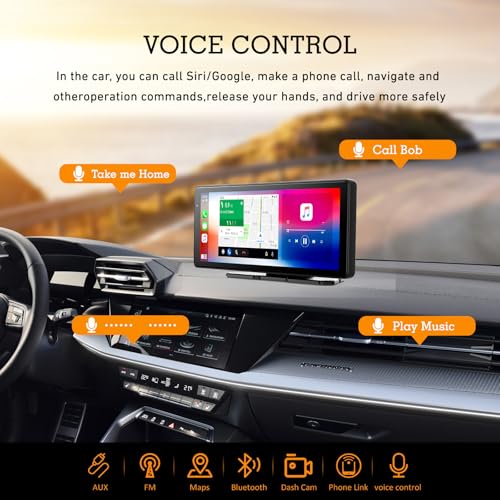 EVERSECU Carplay & Android Auto with Dash Cam - 8.1" HD IPS Touch Car Play Screen for Car, 4K Front & 1080P Rear Camera, Loop Recording, Bluetooth Audio, Mirror Link, GPS - Image 5