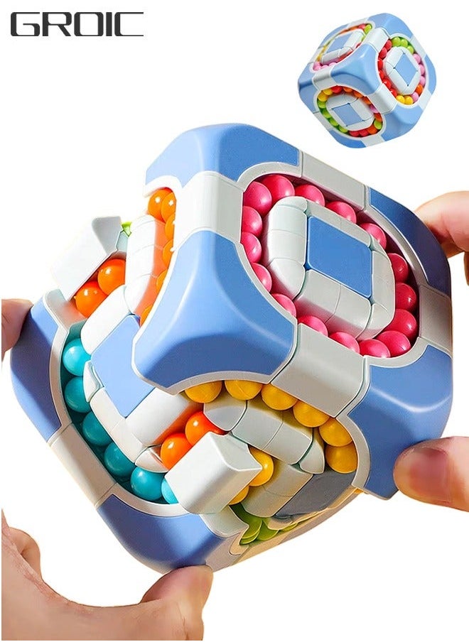GROIC Magic Cube 3x3 Rotating 2 in 1 Bean Children's Educational Puzzle Decompression Shaped Fingertips Creative Toys, Toys  - Image 1