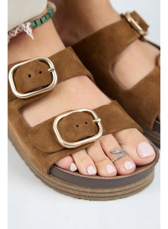 Manijero  Alexa Women's Genuine Leather Double Buckle Platform Tab Sandal. for Women | Best Price UAE