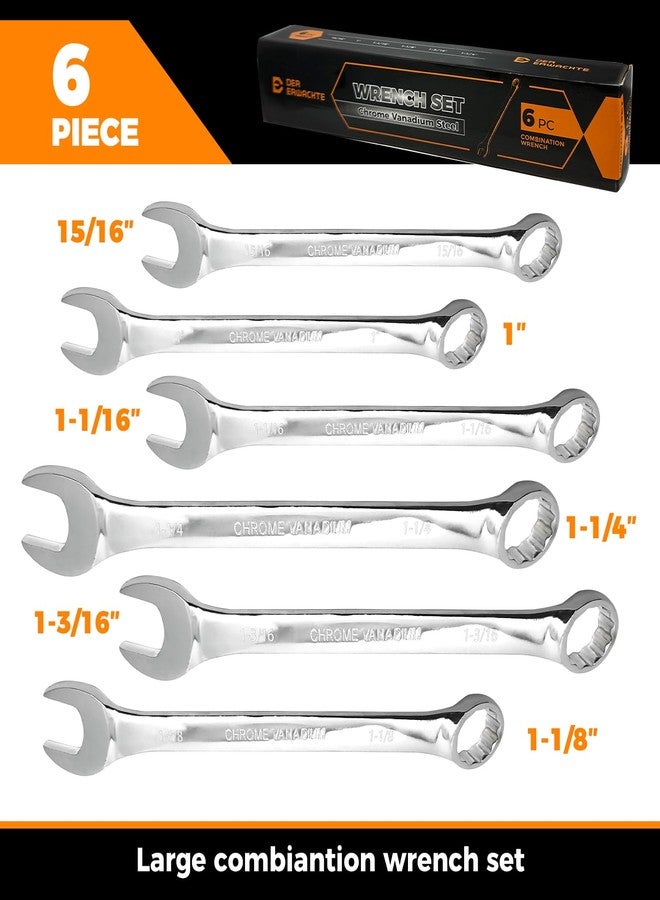 Der Erwachte Large Wrench Set with Rolling Pouch, SAE, 6-Piece, 15/16″, 1″, 1-1/16″, 1-1/8″, 1-3/16″, 1-1/4″, 12 Point, Chrome Vanadium Steel - Image 2