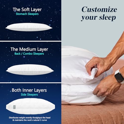 Nuzzle Adjustable Firm Pillow, Luxury King Size Bed Pillow Hotel Collection - Best Adjust Height Soft Cooling Pillow for Back, Stomach or Side Sleepers - Image 4