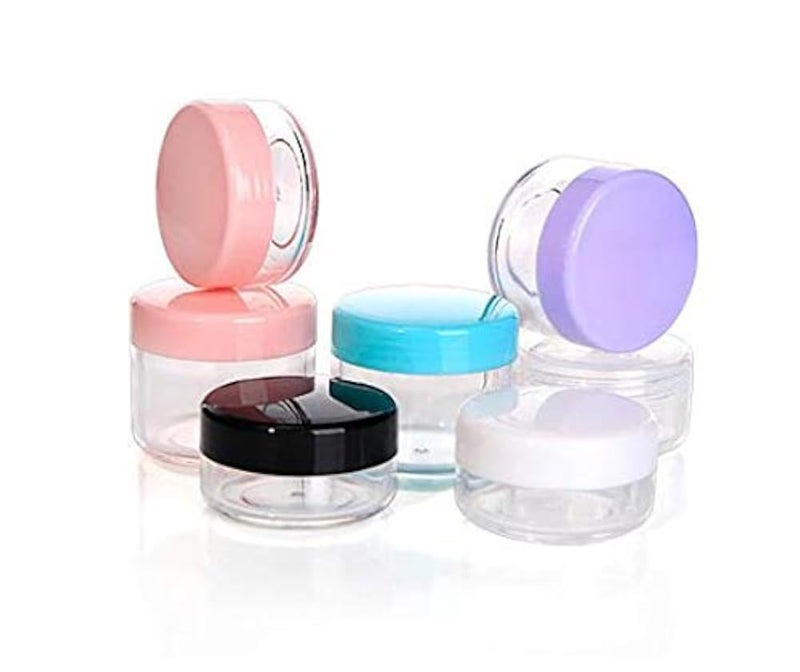ericotry 12PCS Clear Plastic Round Pot Pink Screw Cap Lid with Clear Base Empty Jars Travel Cosmetic Sample Containers for Make Up Face Cream Lotion Nail Powder Eye Shadow Lip Balm Container Lot (10ml) - Image 5