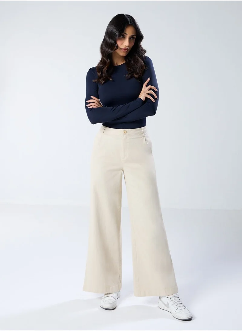 Zigzag Light Beige flared Chino pant