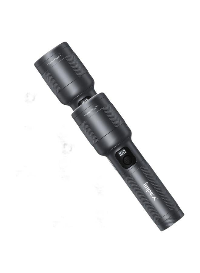 إمبكس 2 pcs كشاف LED قابل لإعادة الشحن مقاوم للماء بمعيار IPX5 مع وظيفة الزوم | 3 أوضاع إضاءة (عالي، منخفض، ووميض) | قدرة 60 واط | هيكل من الألمنيوم المستخدم في الطائرات | شحن Type-C | مقاوم للماء وقابل لتعديل الشعاع | بطارية 5000mAh | مدى إضاءة يصل إلى 700 متر | يعمل لمدة 3.9 ساعات | رأس دوار | Leader Plus P1 - Image 1