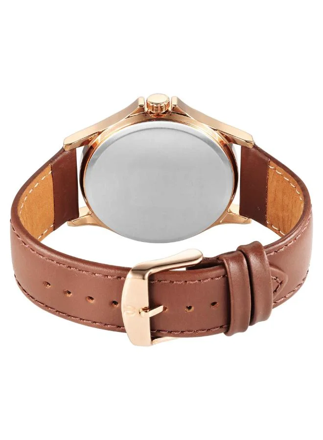 تيتان Men Analog Display Watch With Brown Leather Strap - 10038WL01
