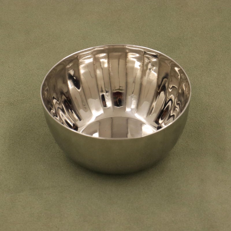 Spillbox Stainless Steel Hammered Bowl|Quarter Plates| Snack Plate|Nasta Plate| Dessert Plate Set| Side Dish Cup|Mirror Finish| BPA Free(SS Ribbed Sidedish Bowl) (Pack of 4) - Image 3