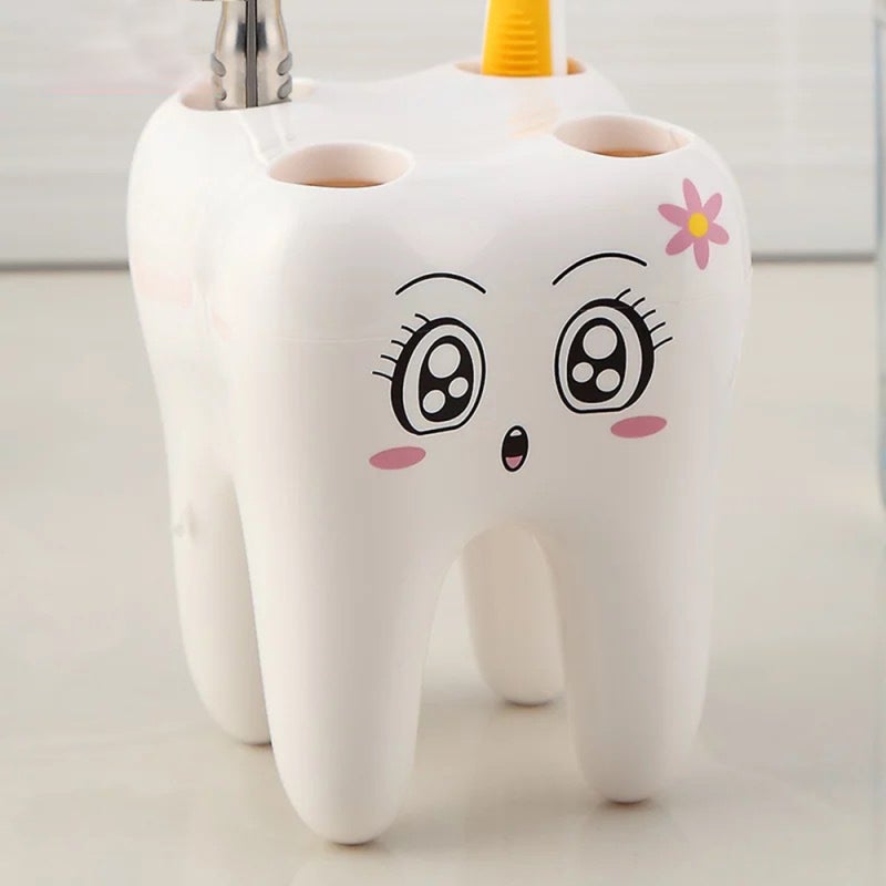 Toothbrush Holder: Cute Tooth Shaped Design - High-Grade Material Bathroom Accessory for Home Bathroom Storage - Image 3