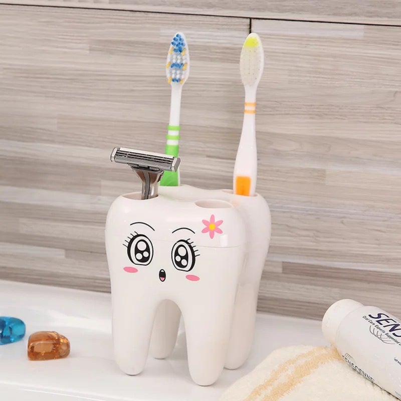 Toothbrush Holder: Cute Tooth Shaped Design - High-Grade Material Bathroom Accessory for Home Bathroom Storage - Image 1