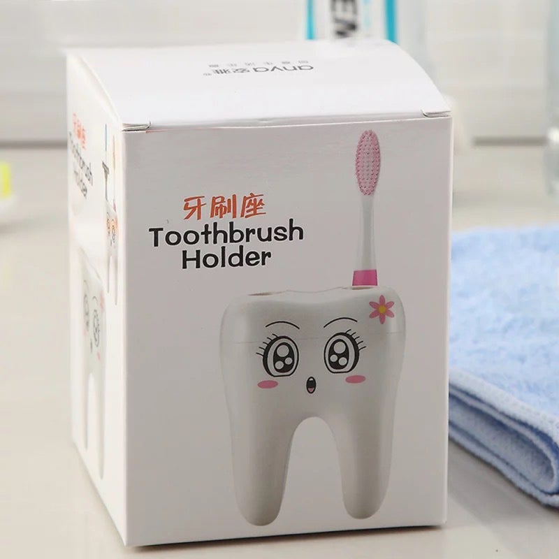 Toothbrush Holder: Cute Tooth Shaped Design - High-Grade Material Bathroom Accessory for Home Bathroom Storage - Image 2