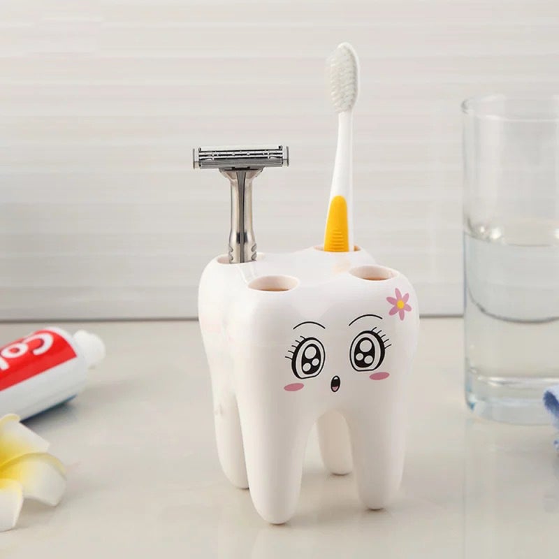 Toothbrush Holder: Cute Tooth Shaped Design - High-Grade Material Bathroom Accessory for Home Bathroom Storage - Image 4