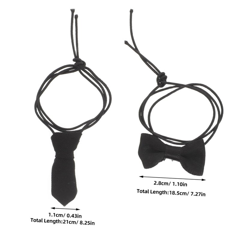 2Pcs Doll Necktie And Bowtie Set Solid Color Soft Tie Dress Up Wardrobe Accessories - Image 3