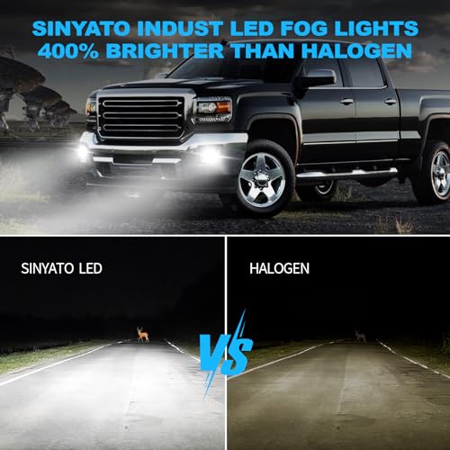 SINYATO INDUST LED Fog Lights Compatible with 2014-2015 GMC Sierra 1500, Bumper Driving LED Fog Lamp Assembly Replacement FogLight Kit, DOT Certified（1 Pair） - Image 4