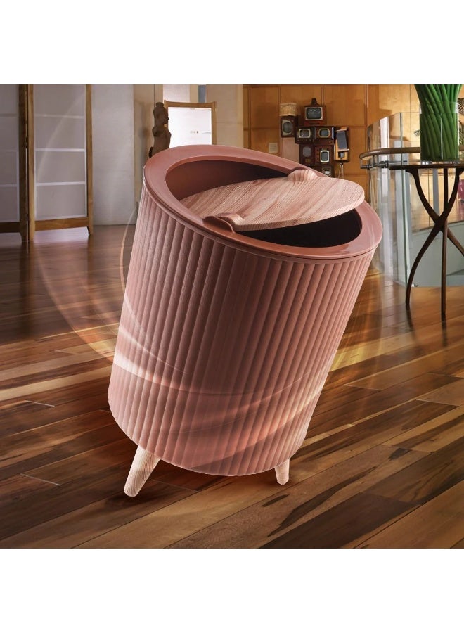 سلة مهملات وسلة نفايات بغطاء – سلة ديكورية منزلية من البلاستيك لتنظيم المنزل، قطعة أثاث زخرفية عملية لحفظ القمامة والأوساخ، مناسبة للمطبخ، الحمام، غرفة النوم والمكتب، تصميم أنيق، قوية وسهلة التنظيف، متعددة الاستخدامات، سلة عملية وعصرية – متعدد الألوان - Image 1