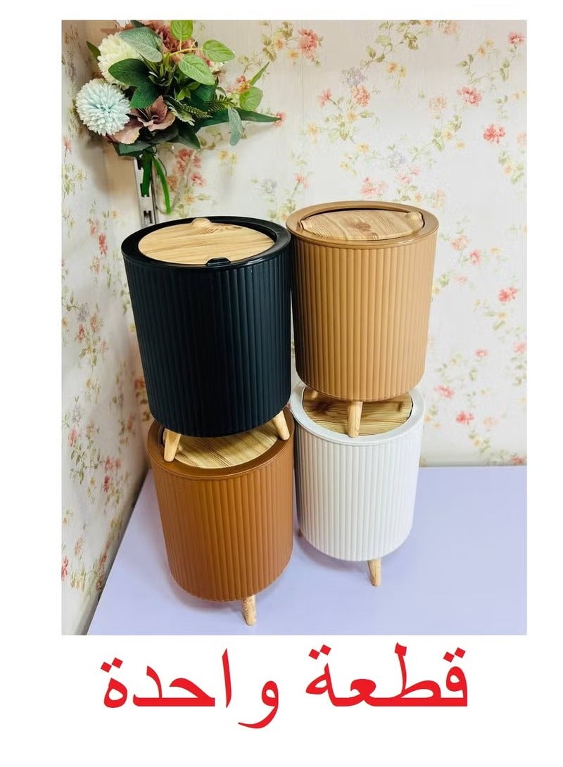 سلة مهملات وسلة نفايات بغطاء – سلة ديكورية منزلية من البلاستيك لتنظيم المنزل، قطعة أثاث زخرفية عملية لحفظ القمامة والأوساخ، مناسبة للمطبخ، الحمام، غرفة النوم والمكتب، تصميم أنيق، قوية وسهلة التنظيف، متعددة الاستخدامات، سلة عملية وعصرية – متعدد الألوان - Image 2