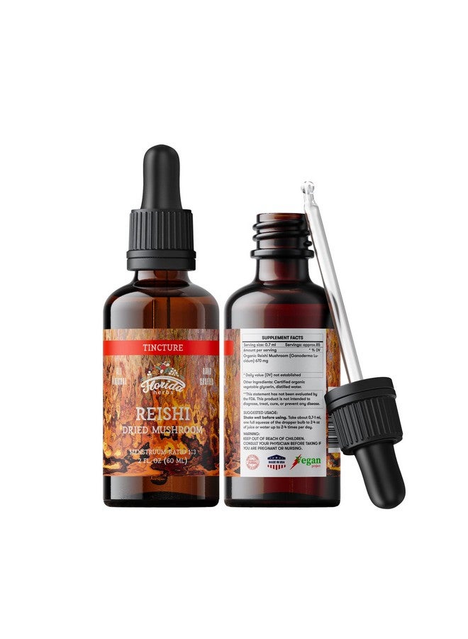 FLORIDA HERBS Reishi Tincture Organic Reishi Mushroom Extract (Ganoderma Lucidum) Dried Mushrooms Supplement Nongmo In Coldpressed Organic Vegetable Glycerin 700 Mg 2 Oz (60 Ml) - Image 2