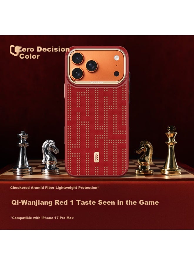 Defense Juesse Kevlar Full-coverage Shockproof Iphone 17 Pro Max Case With Camera Button Aramid Fiber Woven Design Qi·wanjian Red Protective Edition - Image 3