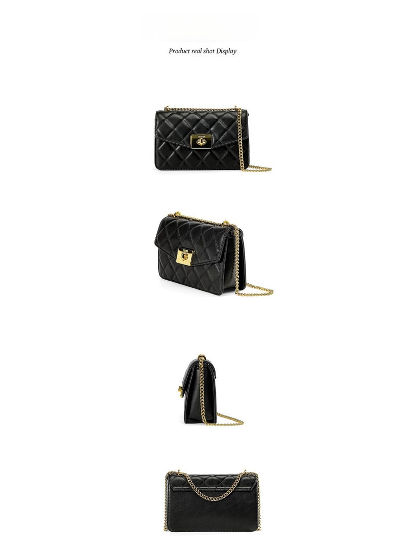 COOGI Lady's Luxury Bags: Leather Petite Chino Grid Chain Bag - Fashionable Single Shoulder Crossbody Bag - Image 4