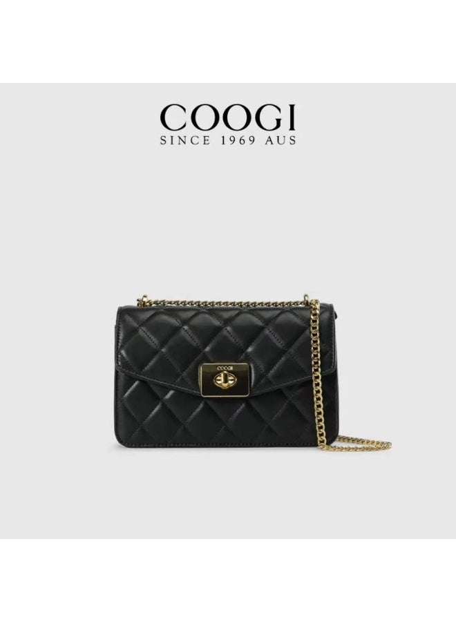 COOGI Lady's Luxury Bags: Leather Petite Chino Grid Chain Bag - Fashionable Single Shoulder Crossbody Bag - Image 1