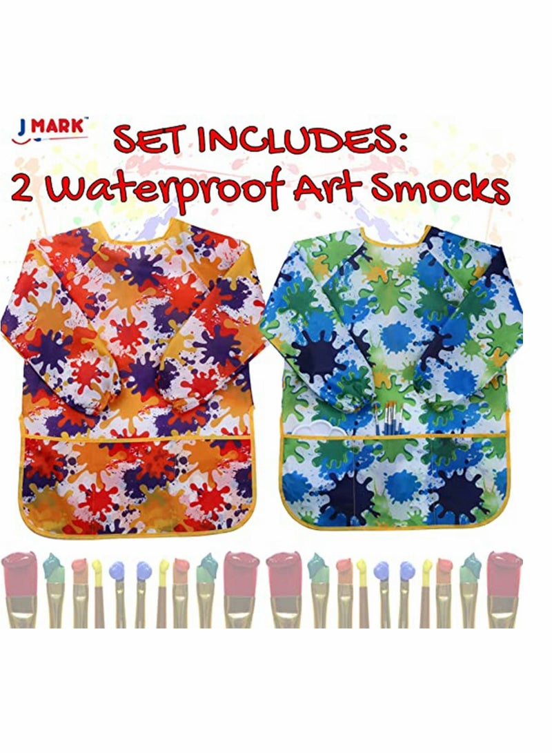 Y&D Kids Art Smock Painting Apron, Waterproof Artist Aprons Long Sleeve, Lightweight Washable Bibs, for Painting, Pottery School, Baking, Craft Lab Activity (Pack of 2) - Image 3