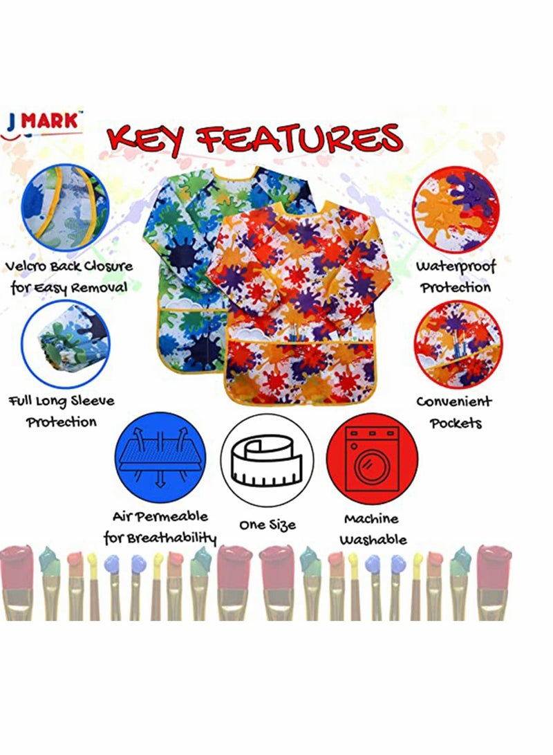 Y&D Kids Art Smock Painting Apron, Waterproof Artist Aprons Long Sleeve, Lightweight Washable Bibs, for Painting, Pottery School, Baking, Craft Lab Activity (Pack of 2) - Image 5